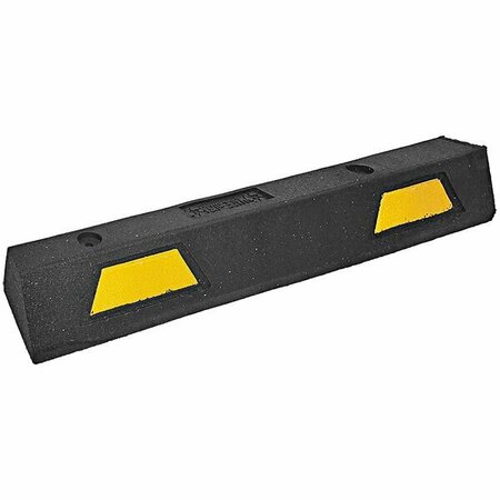 PLASTICADE 4' Black Rubber Car Stop / Parking Block with 2 Reflective Yellow Stripes ST-4Y 466ST4Y